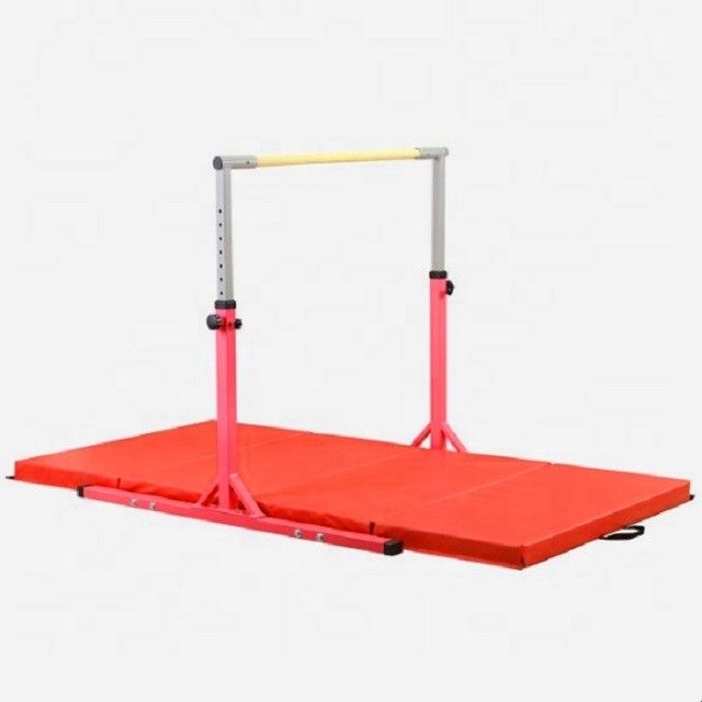 Double Horizontal Bars, Junior Gymnastic Training Parallel Bars W/11-Level 38-55" Adjustable Heights, 264lbs Capacity, I