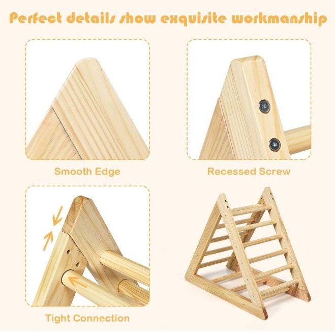 Wooden Climbing Triangle Ladder Triangle Climber with Climbing Ladder for Toddlers